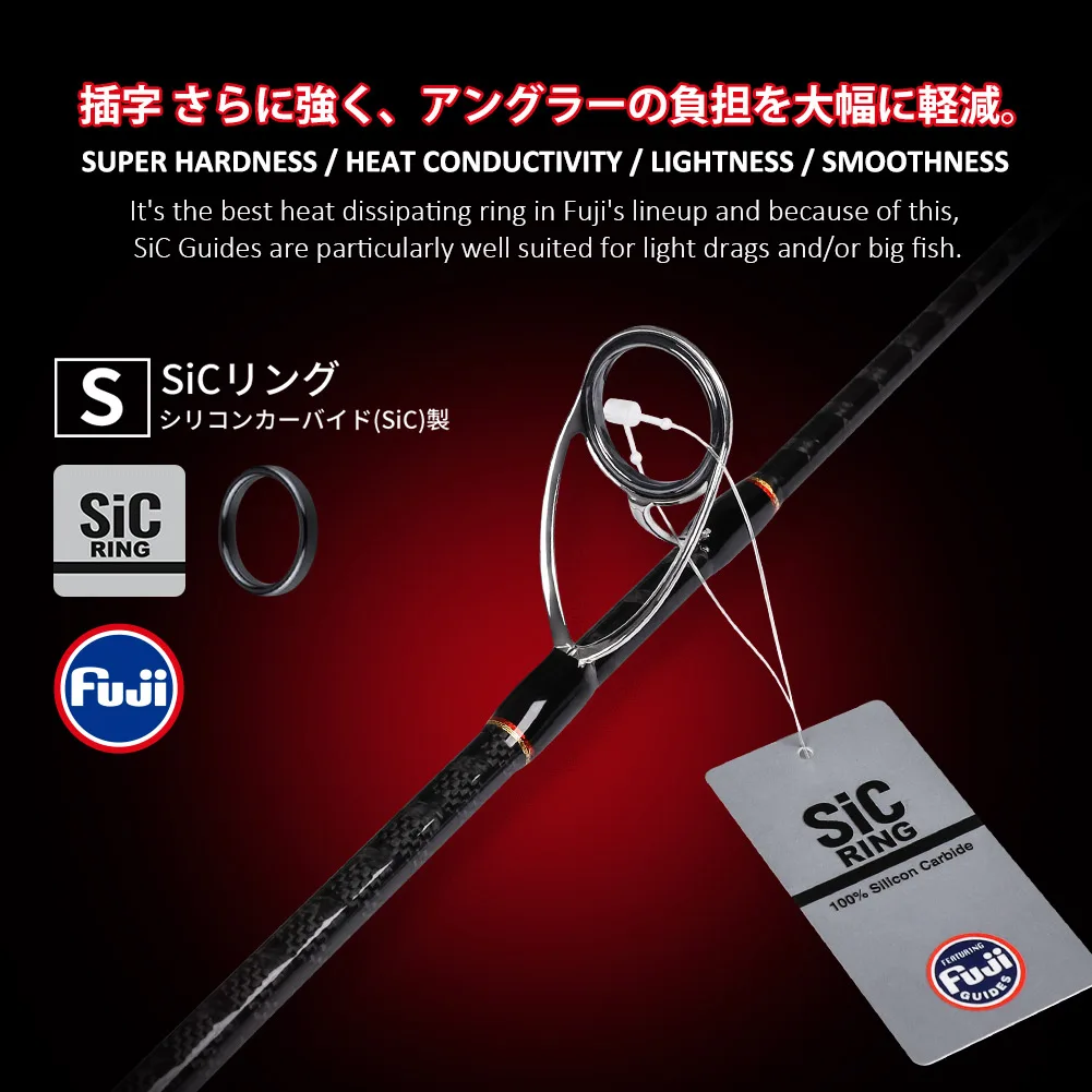 Noeby-Slow Jigging Rod, 1,96 m, caña de lanzamiento giratoria, 150-260 g, peso del señuelo, guía Fuji SIC, plantilla de velocidad, caña de pescar de agua salada - imagen 5