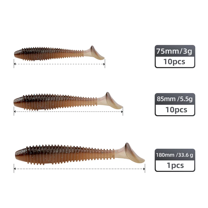 MEREDITH-Señuelos de Pesca con cola de paleta, cebo suave de silicona para lubina, 75mm, 85mm, 180mm, Wobbler - imagen 4