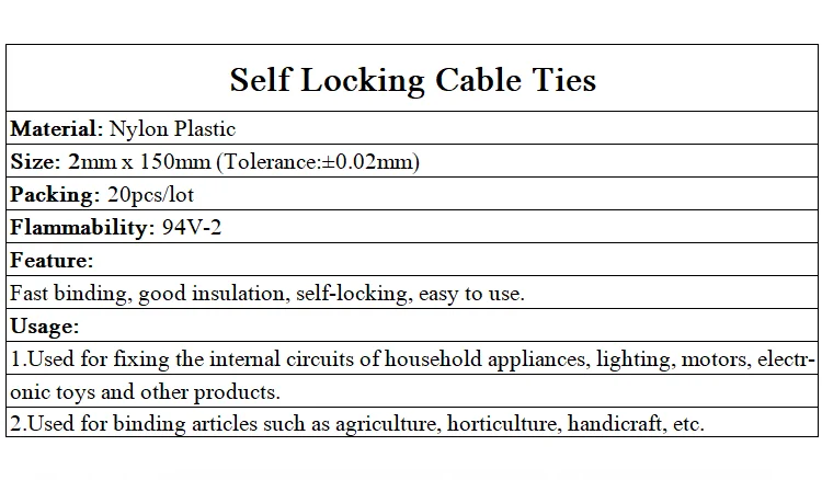 Los lazos de cable de bloqueo de autocuine eficientes y versátiles para aplicaciones familiares e industriales