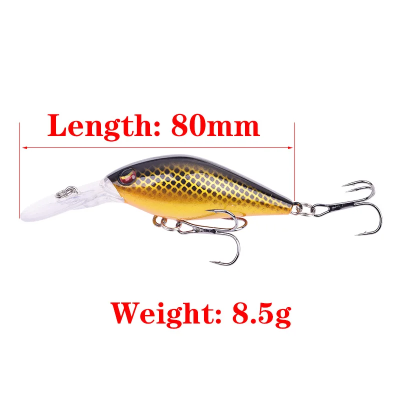 Proleurre-Wobblers flotantes de manivela para arrastre, señuelos de sonajero, cebo duro Artificial, aparejos de pesca de Lucio, 80mm, 8,5g - imagen 3