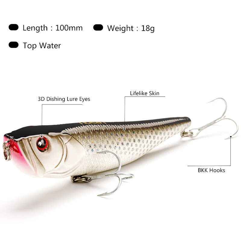 NOEBY-señuelo de pesca de lápiz Topwater, superficie flotante Wobbler, cebos duros artificiales, aparejos Wobblers, 100mm, 18g - imagen 2