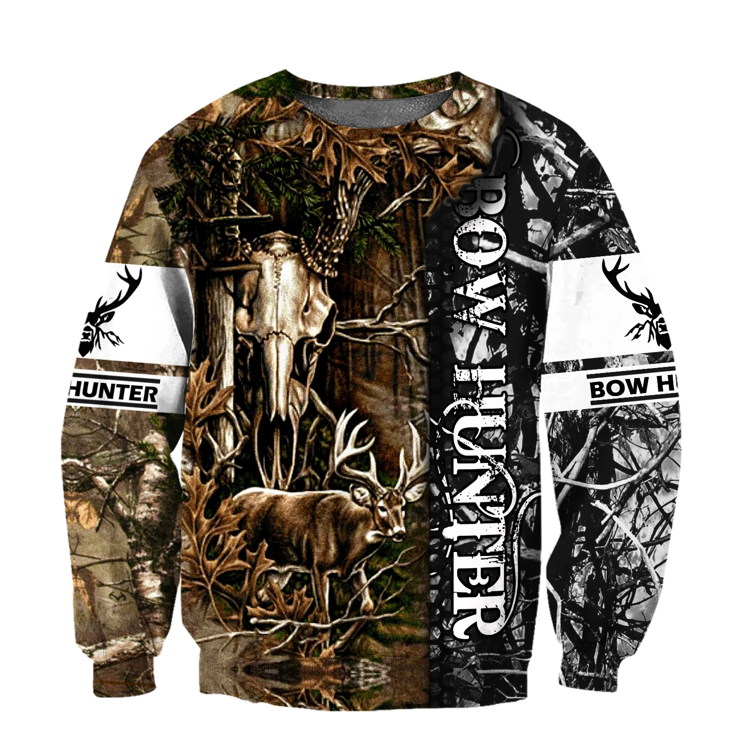 Deer Hunting Bow Hunter Sudadera con capucha con estampado 3D de animales para hombre, ropa de calle Unisex, jersey con cremallera, chaqueta informal, chándales KJ0251 - imagen 5