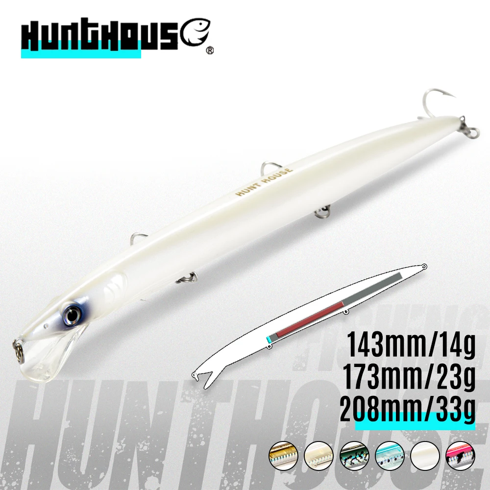 Hunthouse jerk floating minnow 143/173/208mm 14/23/33g sandeel fishing lure wobblers minnow for fishing sea bass