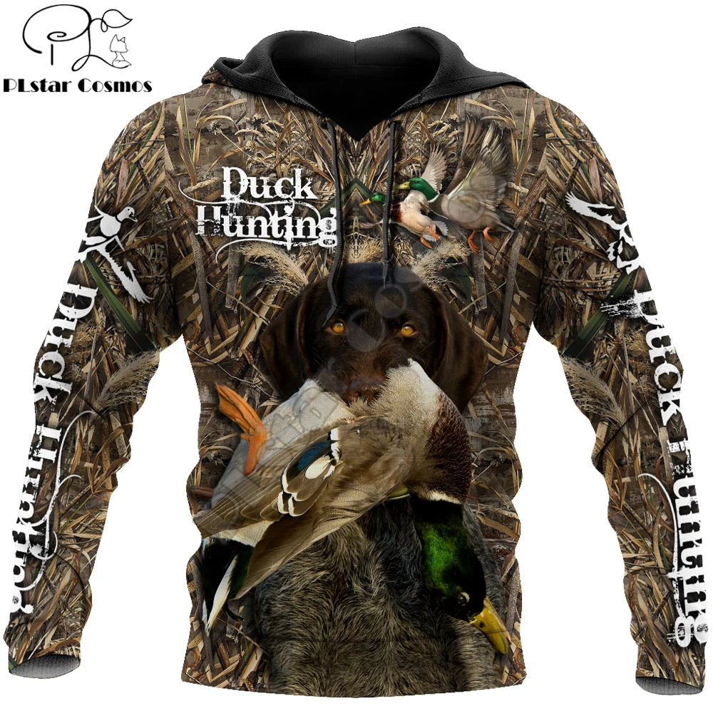 Duck Hunting Labrador Camo 3D completamente estampado para hombre otoño sudaderas con capucha sudadera Unisex Streetwear Casual chaqueta con cremallera pulóver KJ483 - imagen 2
