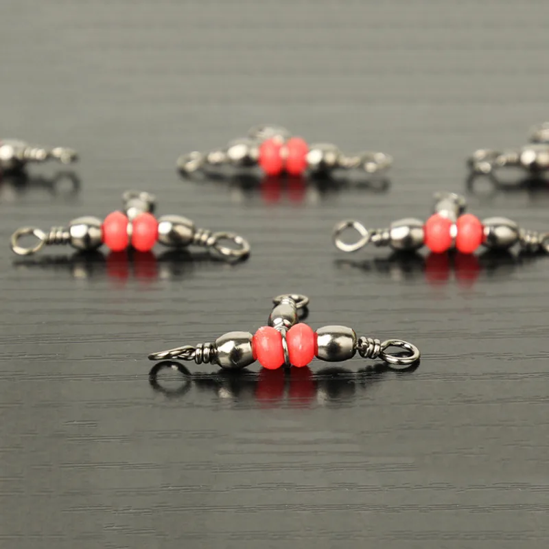 500 Uds accesorio de Pesca Snap 3 vías barril de latón anillo giratorio anzuelo señuelo línea conector cuentas carpa aparejos Pesca - imagen 3