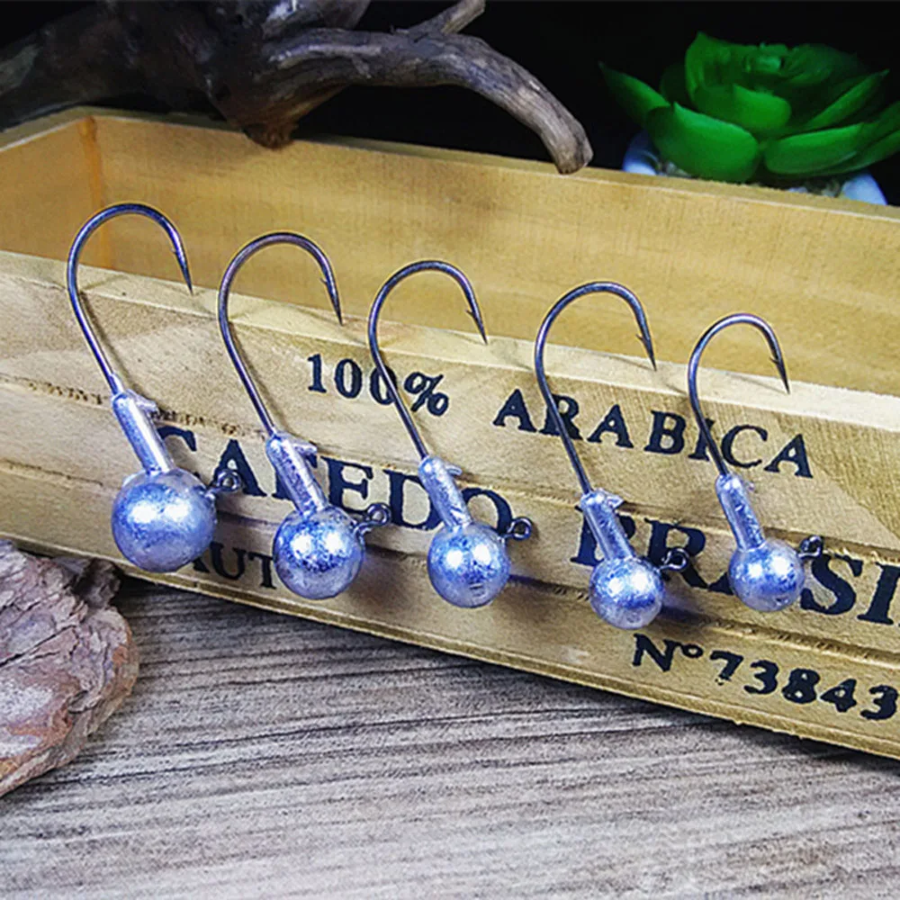 50 unids/lote 1-20g de púas de Metal de la cabeza de la plantilla ganchos de pesca de cebo suaves invierno mar pesca gancho conector peso anzuelo accesorio - imagen 3