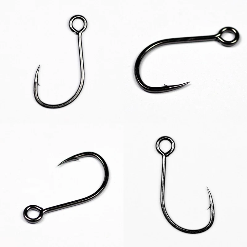 20 piezas para señuelo de pesca, anzuelo de repuesto, anzuelos individuales para señuelo de pescado, anzuelo en línea, tamaño de ojo grande 1/ 2/ 4/ 6/ 8, acero afilado con alto contenido de carbono - imagen 5