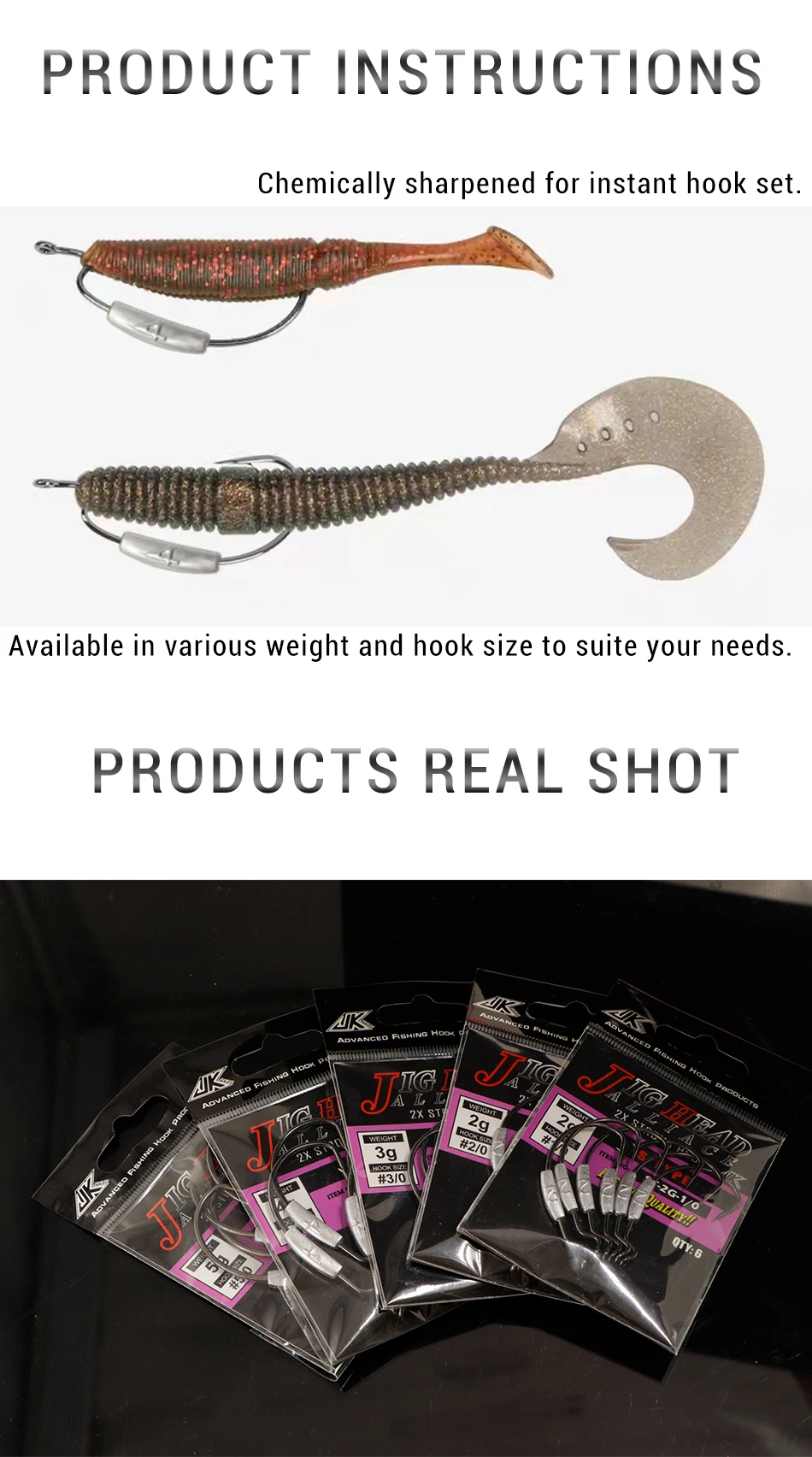 Descubre equipo de pesca versátil con nuestros ganchos afilados químicamente y señuelos de tiro real