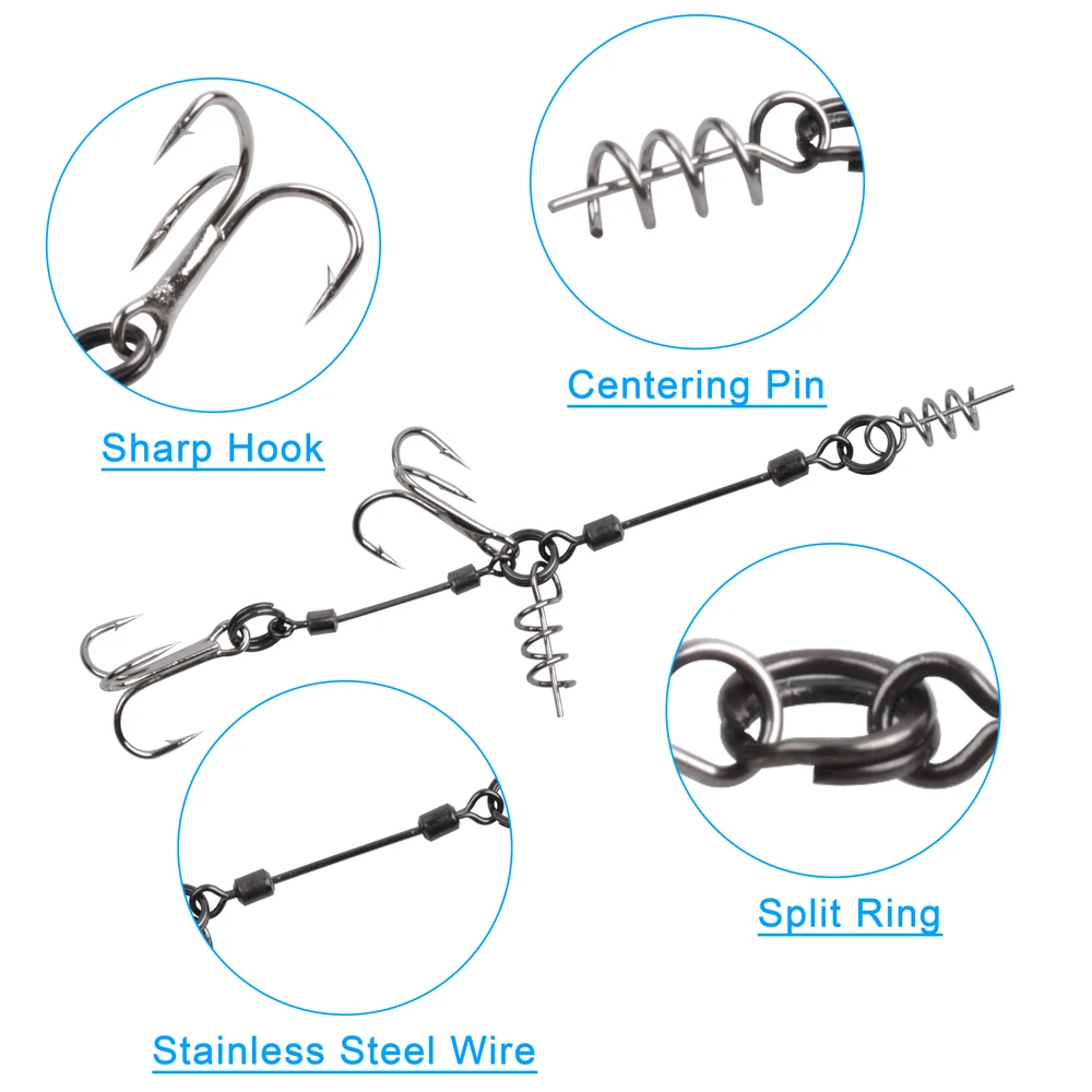Aparejo de anzuelo de pesca Stinger, señuelo de pesca poco profundo, anzuelos triples con Pin central de Lucio, conector giratorio para cebos blandos, 1 ud. - imagen 3