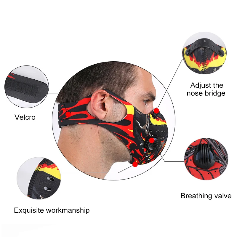 Mascarilla de ciclismo reutilizable con filtro, máscara facial antipolvo de carbón activado, bloque de filtración de 5 capas Pm 2,5 - imagen 4