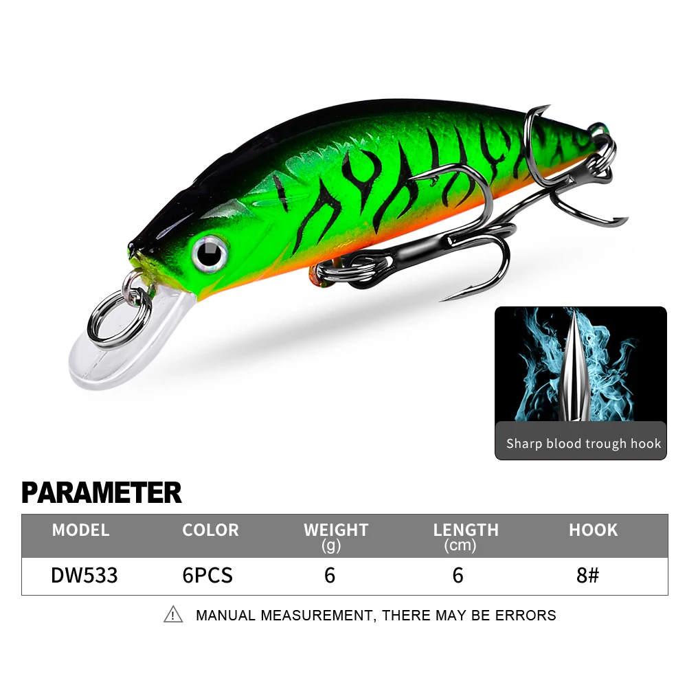 PROBEROS-Señuelos de Pesca de lubina, cebos duros artificiales de Japón, Micro Crankbait, 6cm-6g, 1 unidad - imagen 3