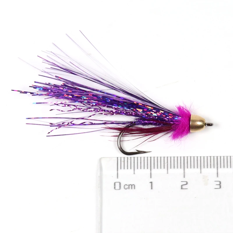 Bimoo-cebo de pesca de trucha, 4 unidades, #2, imán de cabeza cónica, púrpura, Streamer - imagen 2