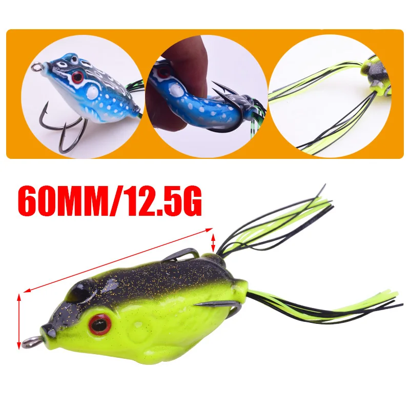 Señuelo de plástico para pesca con mosca, aparejo de pesca con forma de rana, 6cm, 12,5g, 1 unidad - imagen 3