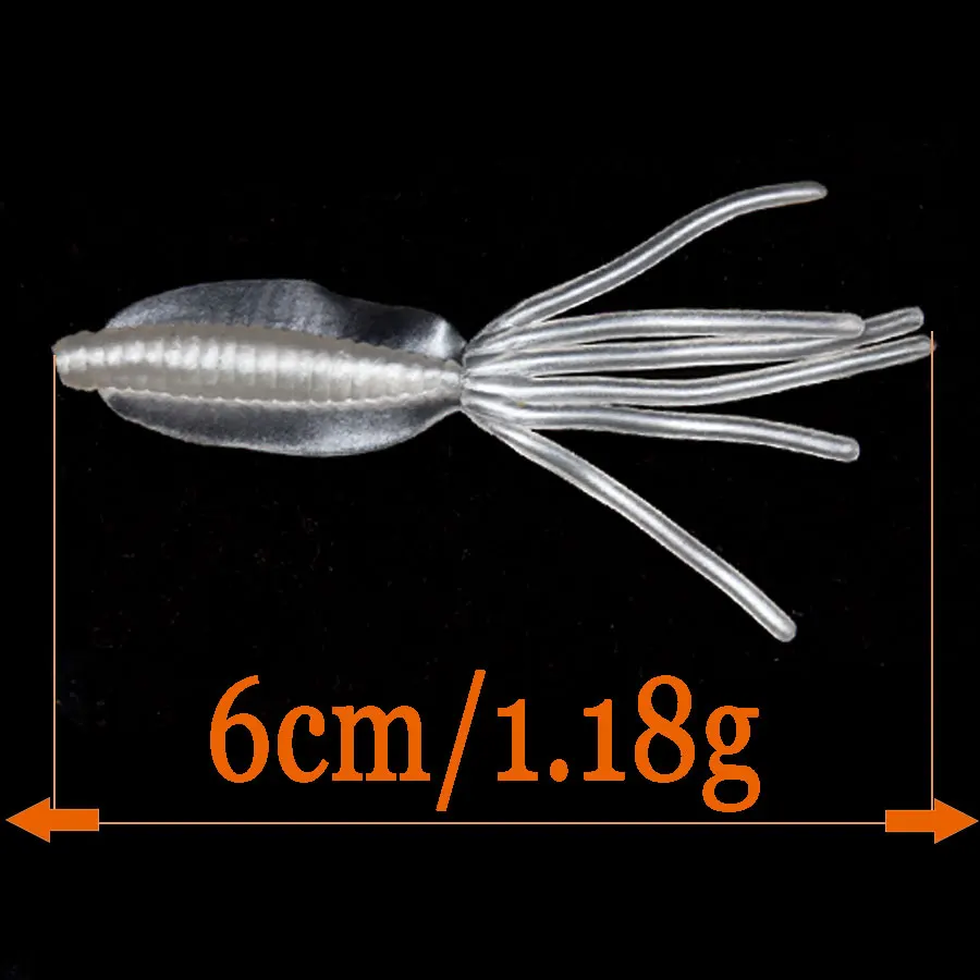 JYJ-SEÑUELOS blandos de calamar para Pesca, anzuelos de gusano de silicona, cabeza de plantilla, 6cm, 20 unidades - imagen 2