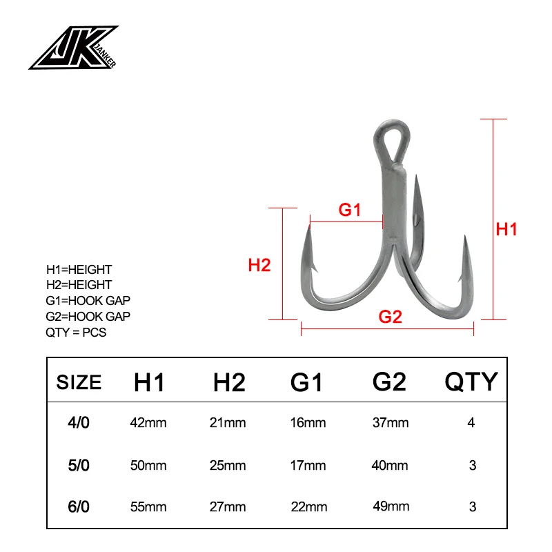 Anzuelos triples JK GT-R77 7X para pesca de mar - imagen 5