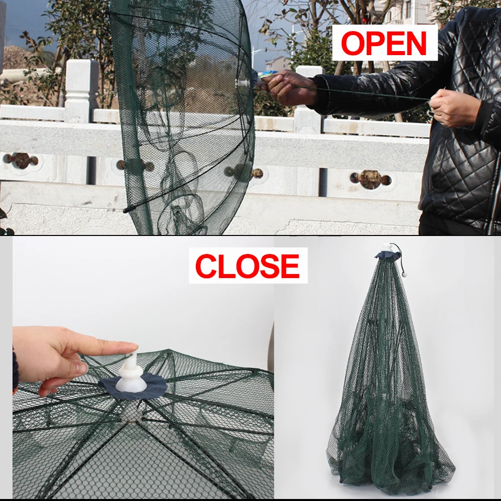 FISH KING-red de pesca automática reforzada, jaula para camarones, trampa plegable para peces, fundición plegable, 6 agujeros, 8 agujeros, 9 agujeros - imagen 2