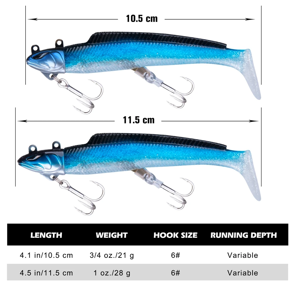 Goture 5 unids/set Jig Head señuelo de pesca suave Wobblers de silicona Swimbait cebo Artificial para pesca de carpa Pike 21g 28g 18g señuelo suave - imagen 2