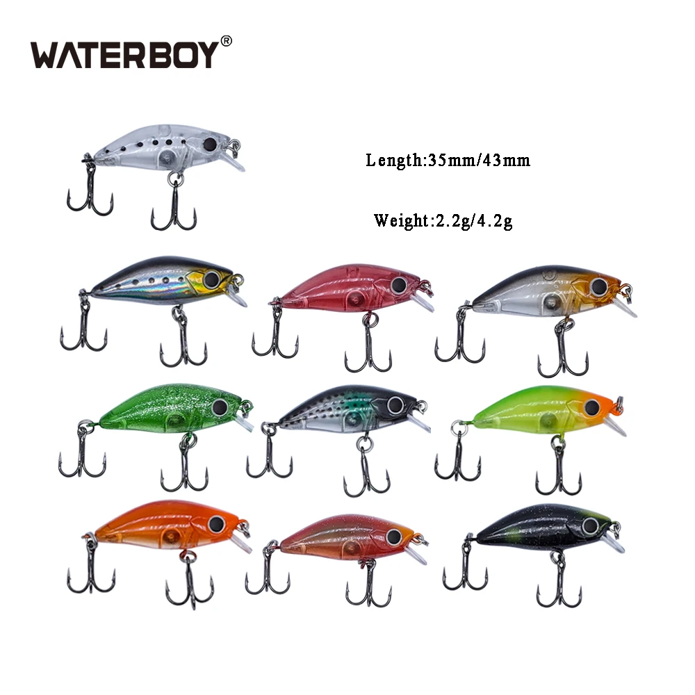 Señuelo de pesca WATERBOY Mini Minnow, 3,5 cm, 2,2g, hundimiento lento, 4,3 cm, 4,2g, Fat Beagle Shad Crank Peche, cebo duro de tamaño pequeño, nuevo - imagen 2