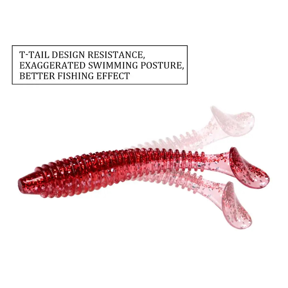 Señuelos blandos de silicona para sábalo Swimbait, gusanos de 50mm y 70mm, cola de paleta, Wobblers, 10 y 30 unidades - imagen 3