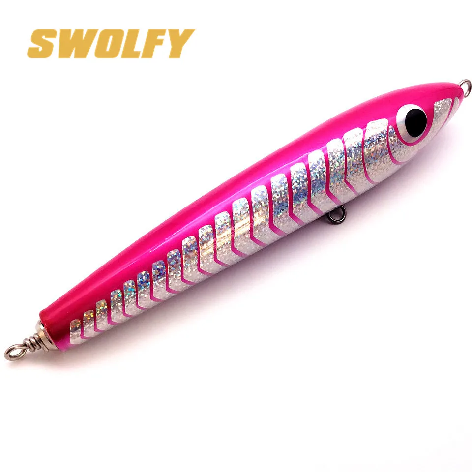 SWOLFY-señuelo de madera para pesca en superficie, 1 unidad, señuelo de lápiz de mar profundo, 20cm, 22cm, 24cm, Stickbait GT, pesca de curricán, Océano Abierto - imagen 4