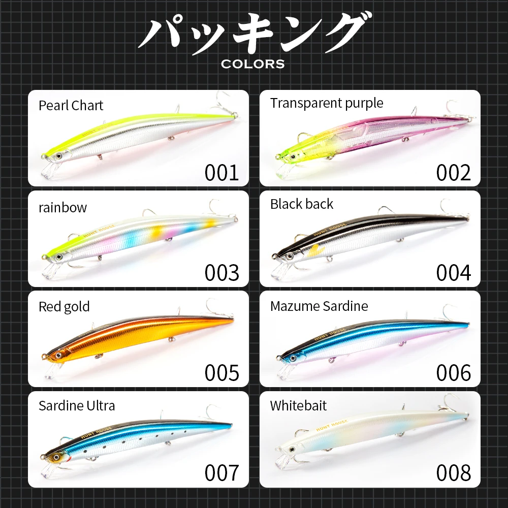 Hunthouse-Señuelos de Pesca Jerk Minnow, cebo de marea delgada, Wobber, lubina, Swimbait, agua salada - imagen 3