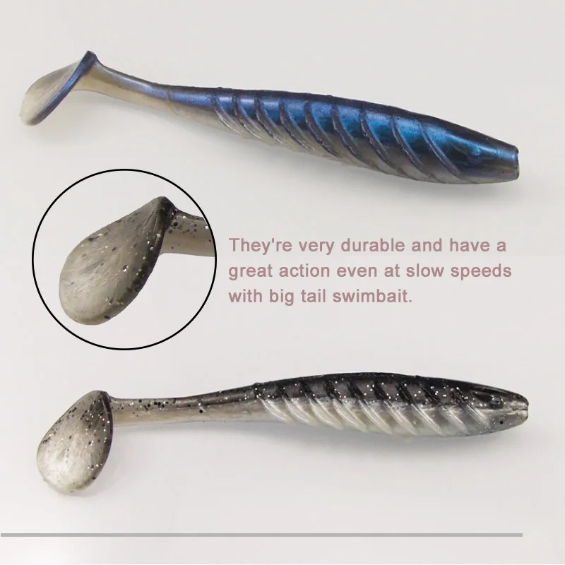 ESFISHING-señuelo de Pesca suave ondulado, 100mm, 4,7g, 6 uds., Wobbler para señuelo de Pesca de perca, cebos artificiales de silicona Isca - imagen 3