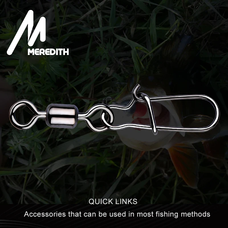 MEREDITH-accesorios de pesca de Lucio, Pin conector de rodamiento giratorio de acero inoxidable, anzuelo a presión, señuelo, aparejos giratorios, 50 piezas - imagen 4