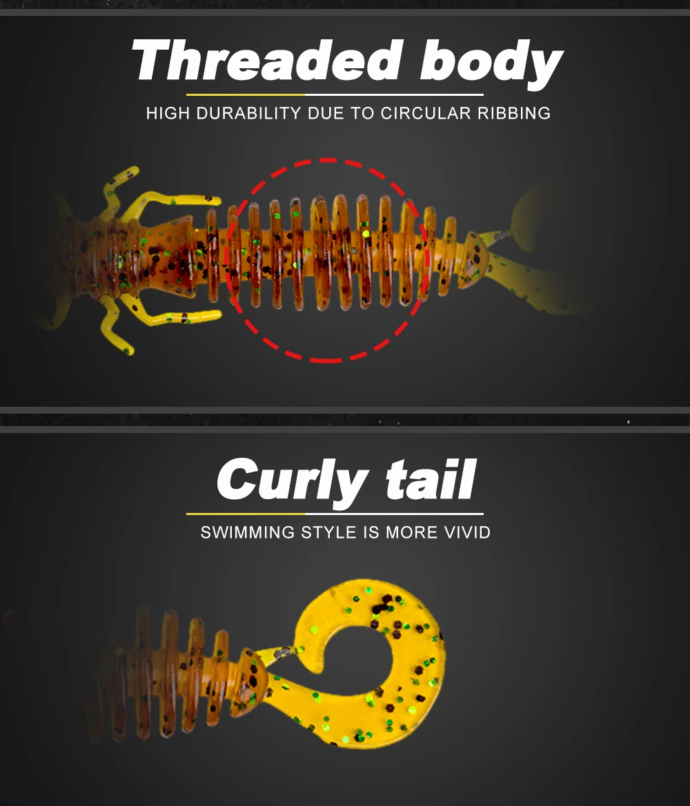 D1 Dragonfly Larva 4 piezas un paquete, señuelo biónico para pesca con mosca, 100mm, 6,1g, cebos de plástico para lubina, Lucio, trucha - imagen 4