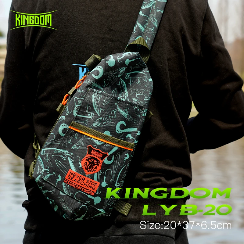 Kingdom-Bolsa de pesca multifunción, 37cm x 20cm x 6,5 cm, bandolera de un solo hombro, bolsa de pecho, herramienta de pesca portátil, bolsa para exteriores - imagen 2