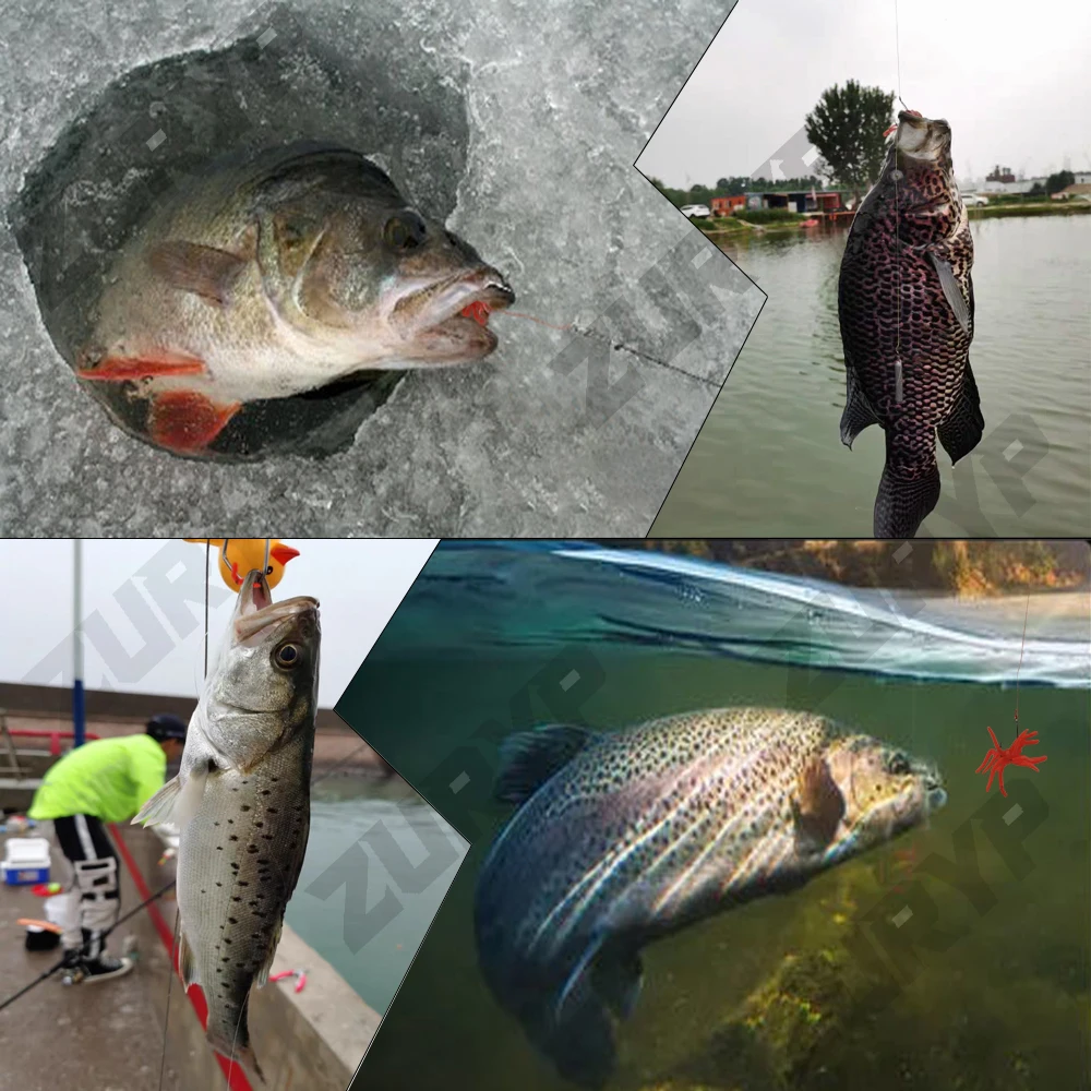 ZURYP Señuelo suave de gusano rojo realista, gusano de tierra, pesca de hielo en invierno, cebo Artificial de silicona, anzuelo de Camarón, aditivo para carpa de lubina, 20 piezas-100 Uds pesca de verano. - imagen 4