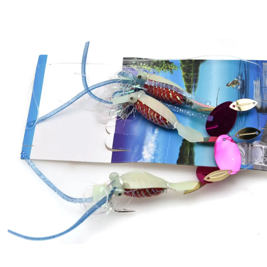 Sabiki-Señuelos de Pesca, cebos artificiales de gusano con ganchos de 3 brazos, gancho de cuerda, señuelo luminoso wobbler - imagen 4