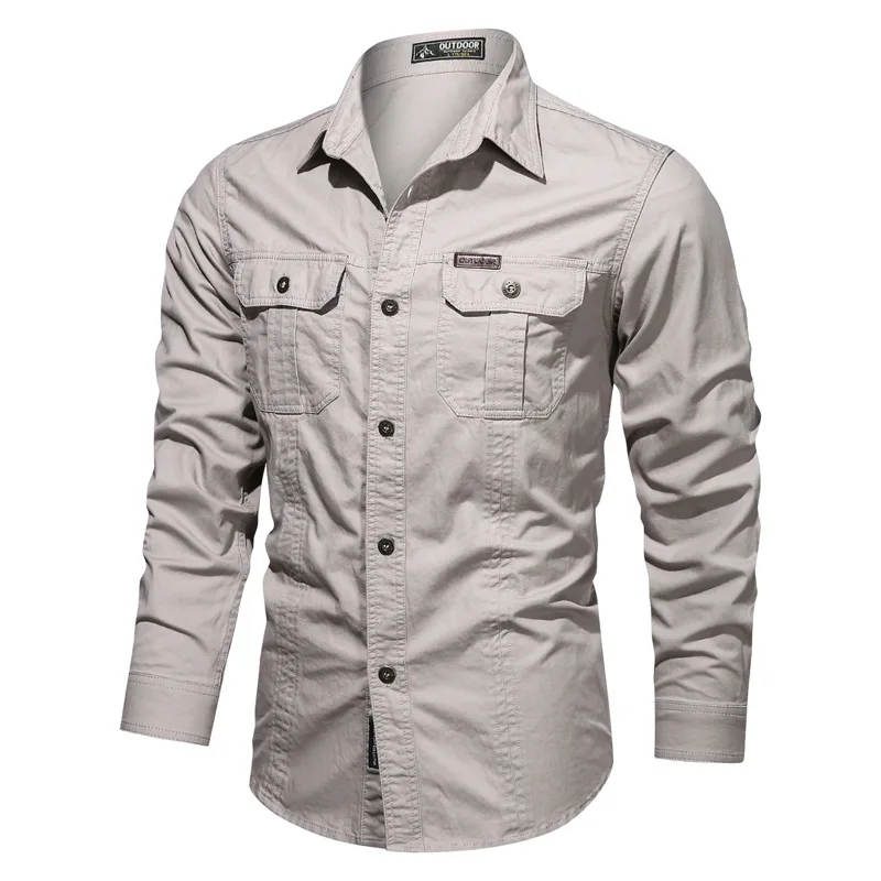 Camisa informal para hombre, Camisa de algodón 2020 militar, ropa de marca, blusa de ocio, AF1388, 5XL, 6XL, nueva - imagen 4