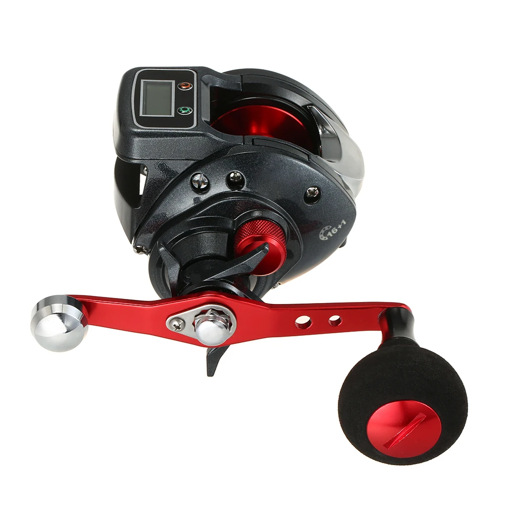 Carrete de pesca en hielo con pantalla Digital eléctrica, 16 + 1, izquierda/derecha, línea de Baitcasting, carrete contador 6,3: 1, engranaje de carrete de fundición - imagen 5