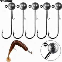 THKFISH Jig Head vástago largo – Cabezas de plomo redondas 5-14g
