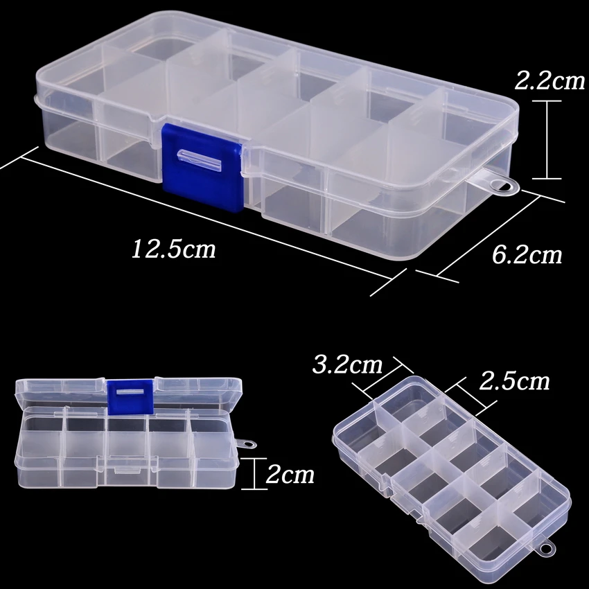 Caja de almacenamiento de aparejos de pesca con 5/10 compartimentos, señuelo de pesca con mosca, cuchara, gancho, caja de cebo, cajas, accesorios de pesca, herramientas, novedad - imagen 3