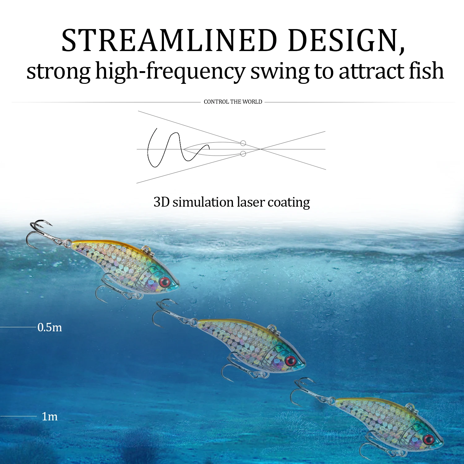 Señuelo de pesca VIB, 1 piezas, 5cm, 14,5g, cebos artificiales con vibración, Wobblers de pesca en hielo, aparejos de pesca de lubina, Crankbait - imagen 5