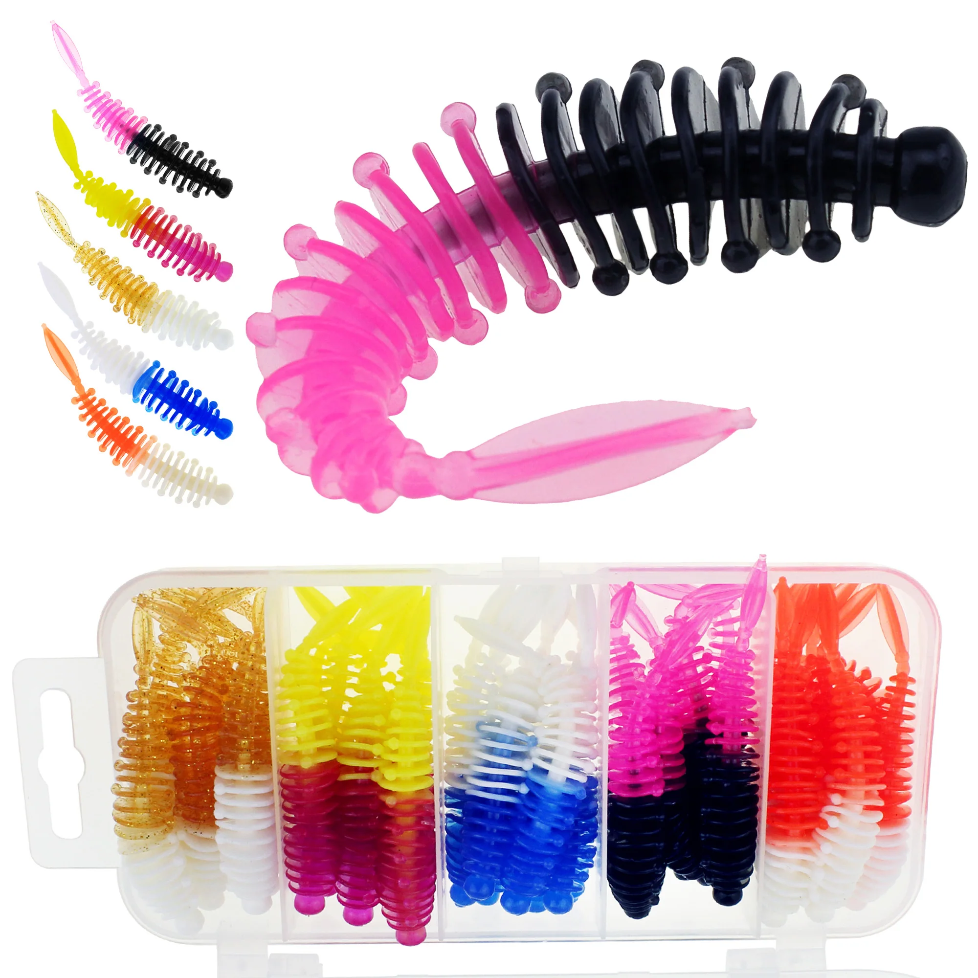 THKFISH 30 Uds Señuelos de Pesca blandos 5,7 cm Wobbler gusanos blandos cebo de pesca Artificial de silicona Swimbait para pesca de Lucio, trucha y Lucio - imagen 5