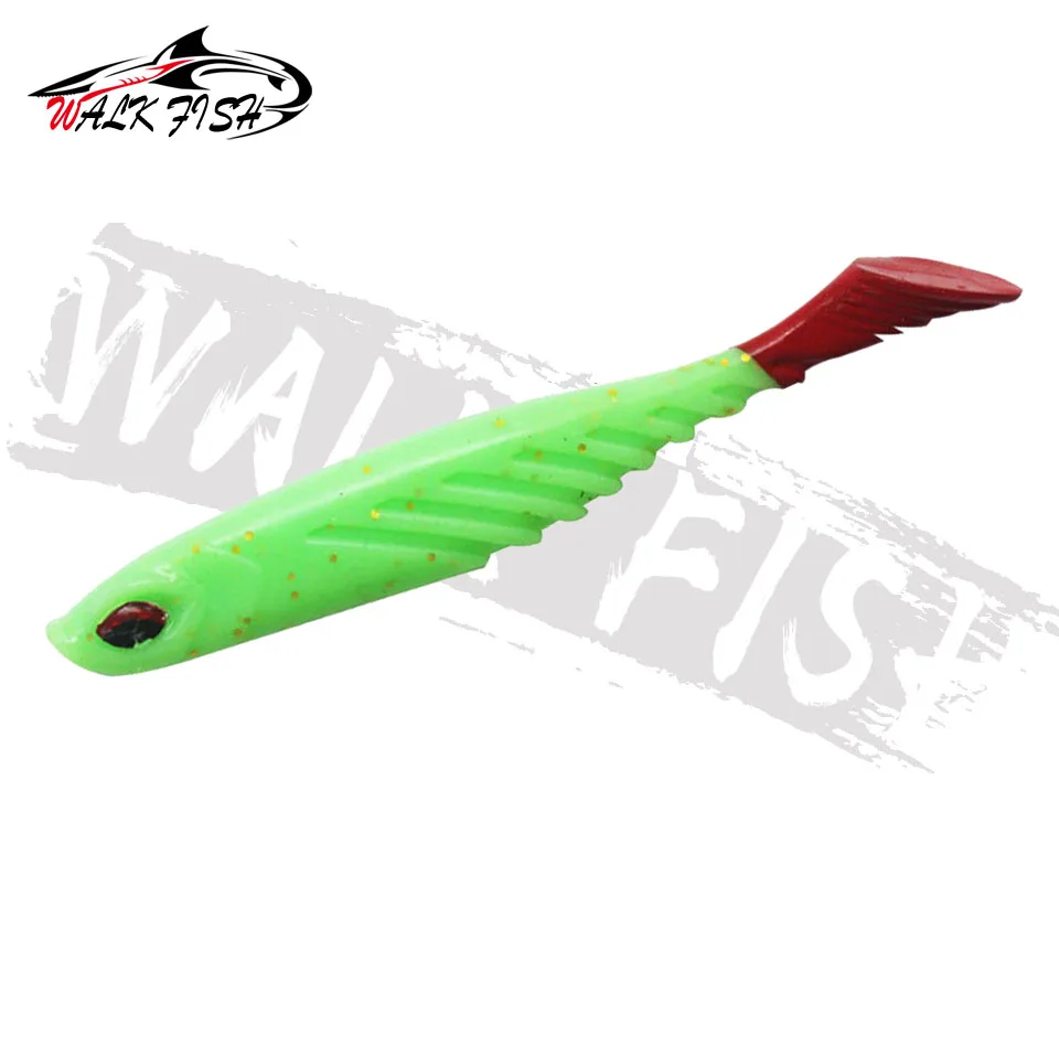 Caminar pescado 5 unids/lote de silicona suave cebo gusanos para Pesca Plantilla de señuelos Wobblers 70mm 2,6g T-cola de goma Artificial atraer Shads Bass Pesca - imagen 5