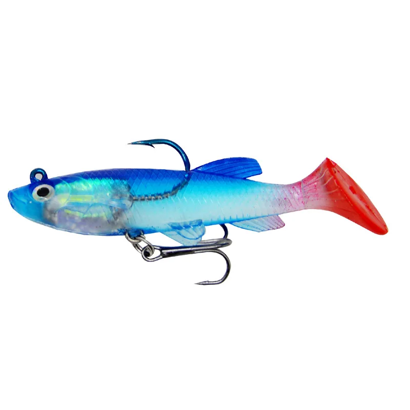 Señuelos de Pesca de cola en T, cebo blando, cabeza de pez, 8cm, 12g, lote de 2 piezas - imagen 3