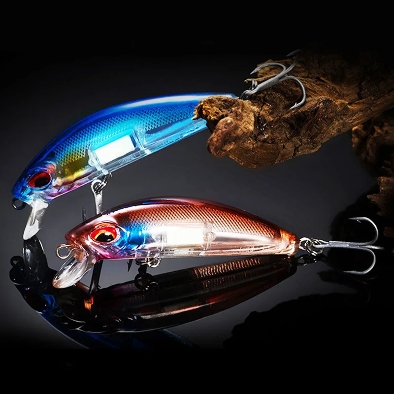 1 Uds. Señuelos de Pesca luminosos con ojos 3D, 7cm, 11,5g, plantilla que se hunde, Wobblers, cebo duro, Crankbait Artificial, Pesca nocturna