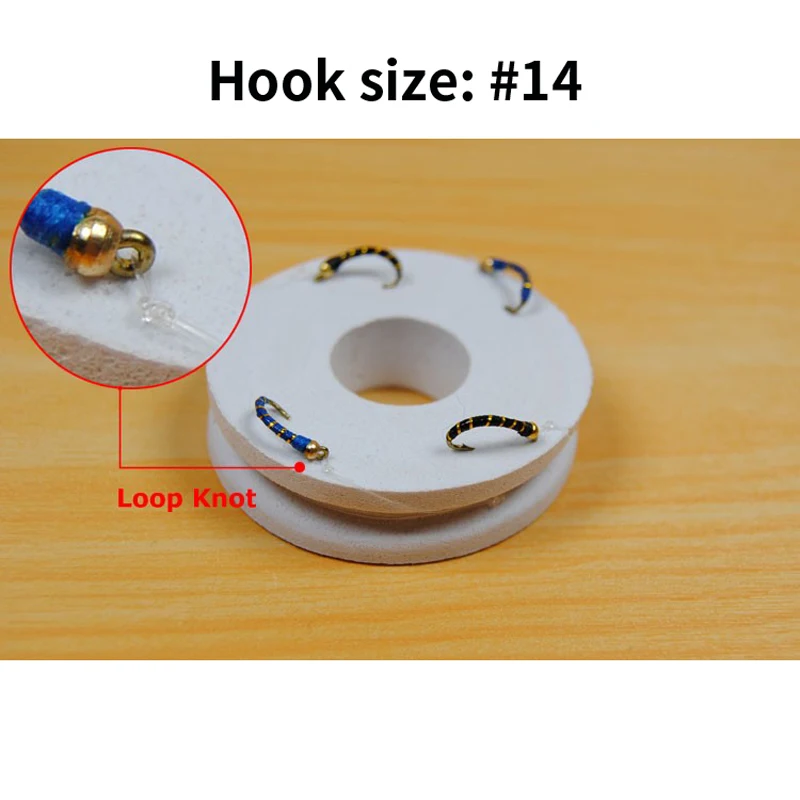 Juego de 5 aparejos de pesca de Ninfa Lavaret, cebo vivo de Cod / Whiting/Perch, Sabiki, cabeza dorada, negro y azul, #14 - imagen 5