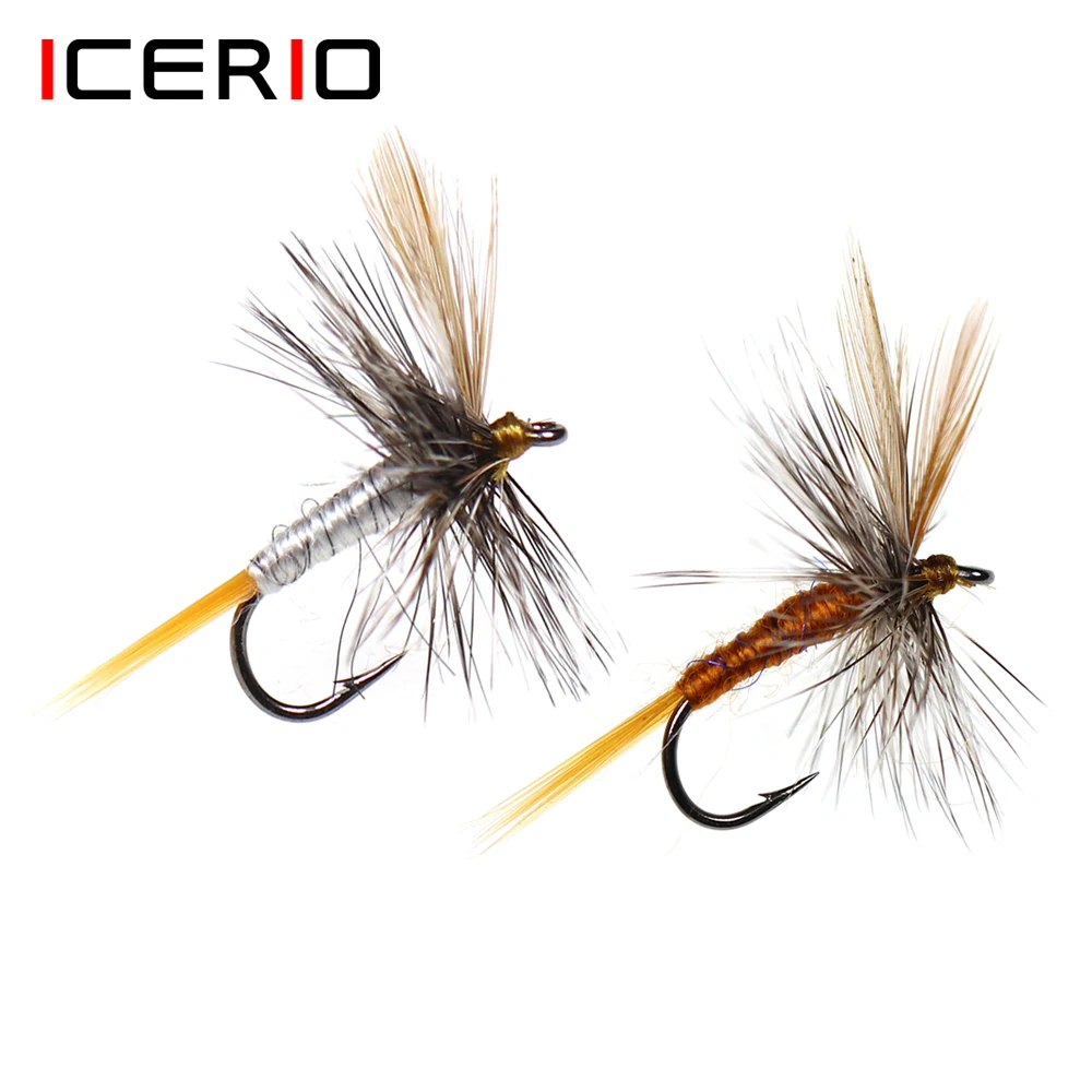 ICERIO 6 uds Adams mosca seca adulto Mayfly volando Caddis o midge trucha pesca mosca señuelo cebos