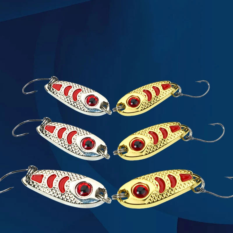 1 Uds Mini señuelo de Metal 1,5g 2,5g 3,5g 5g cebo duro punto rojo luminoso aparejos de pesca con mosca Wobblers Isca pesca con cuchara Artificial - imagen 2