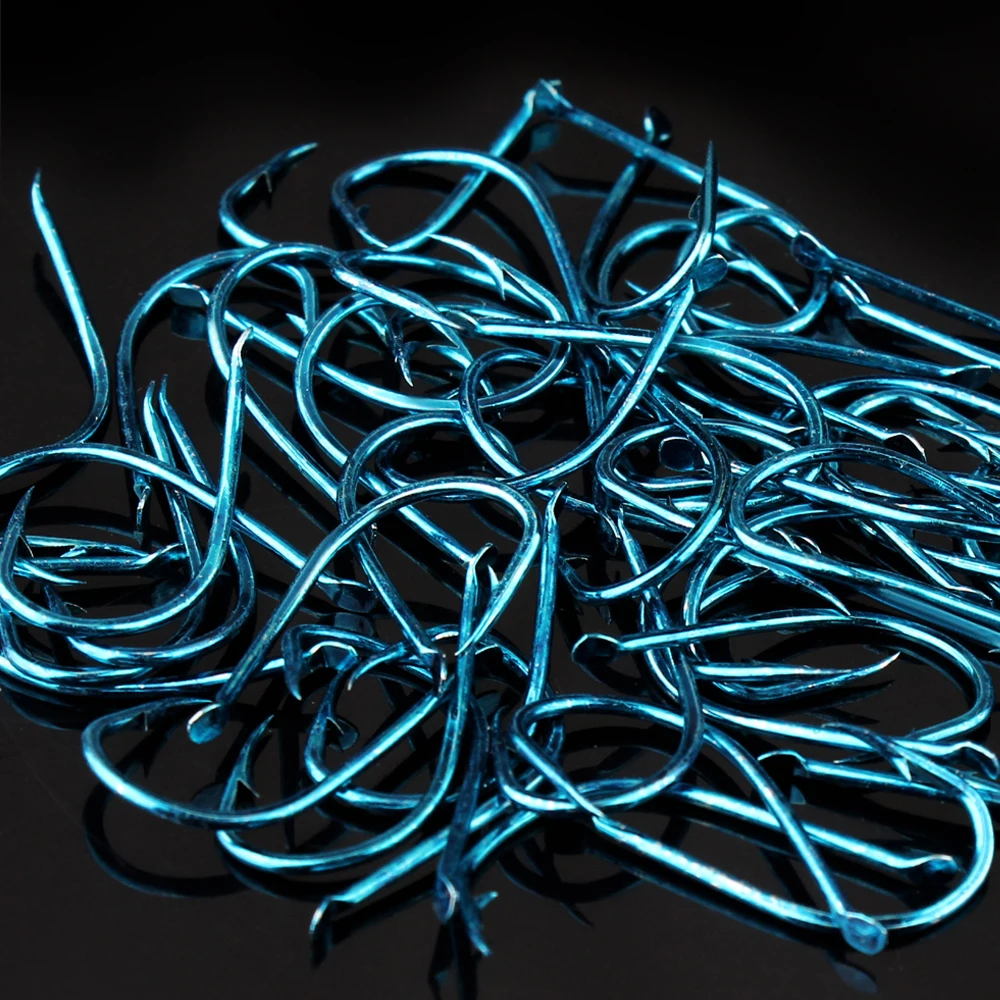 NGB 50PCS Anzuelo de pesca de carpa de acero rico en carbono plano 1-10 #   Accesorios de alimentador de un solo gancho con púas circulares de agua dulce - imagen 4