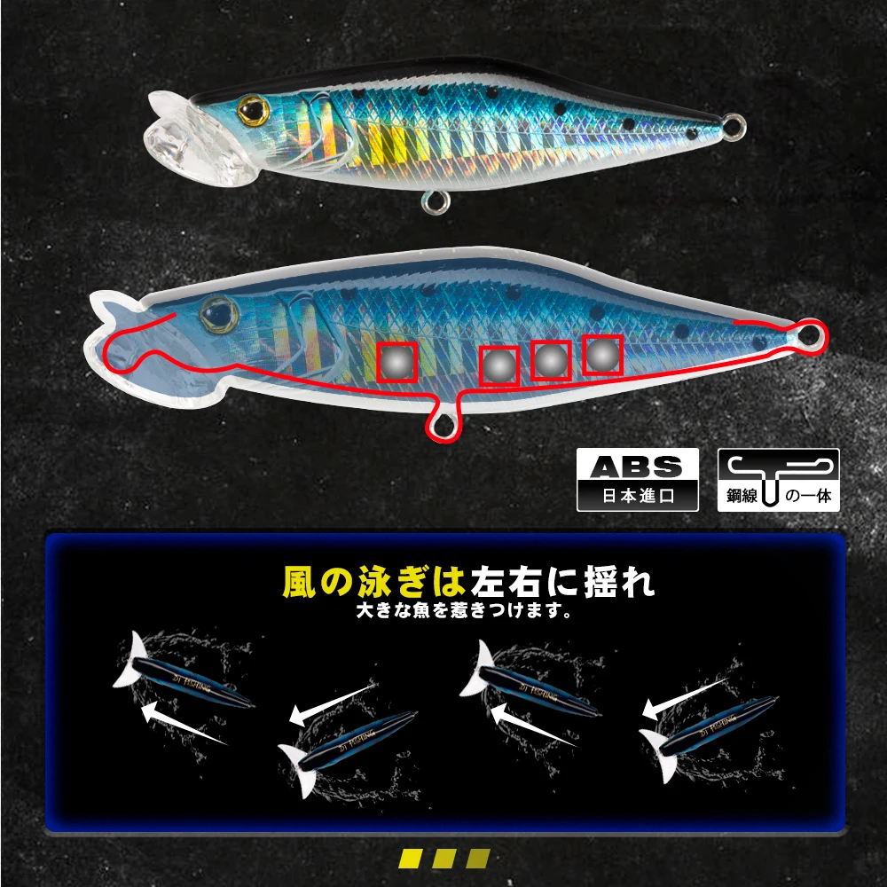 D1 Topwater Mini Popper Señuelos de Pesca giratorios 72mm 8g Wobblers de fundición flotante cebos duros accesorios de pesca japoneses - imagen 5