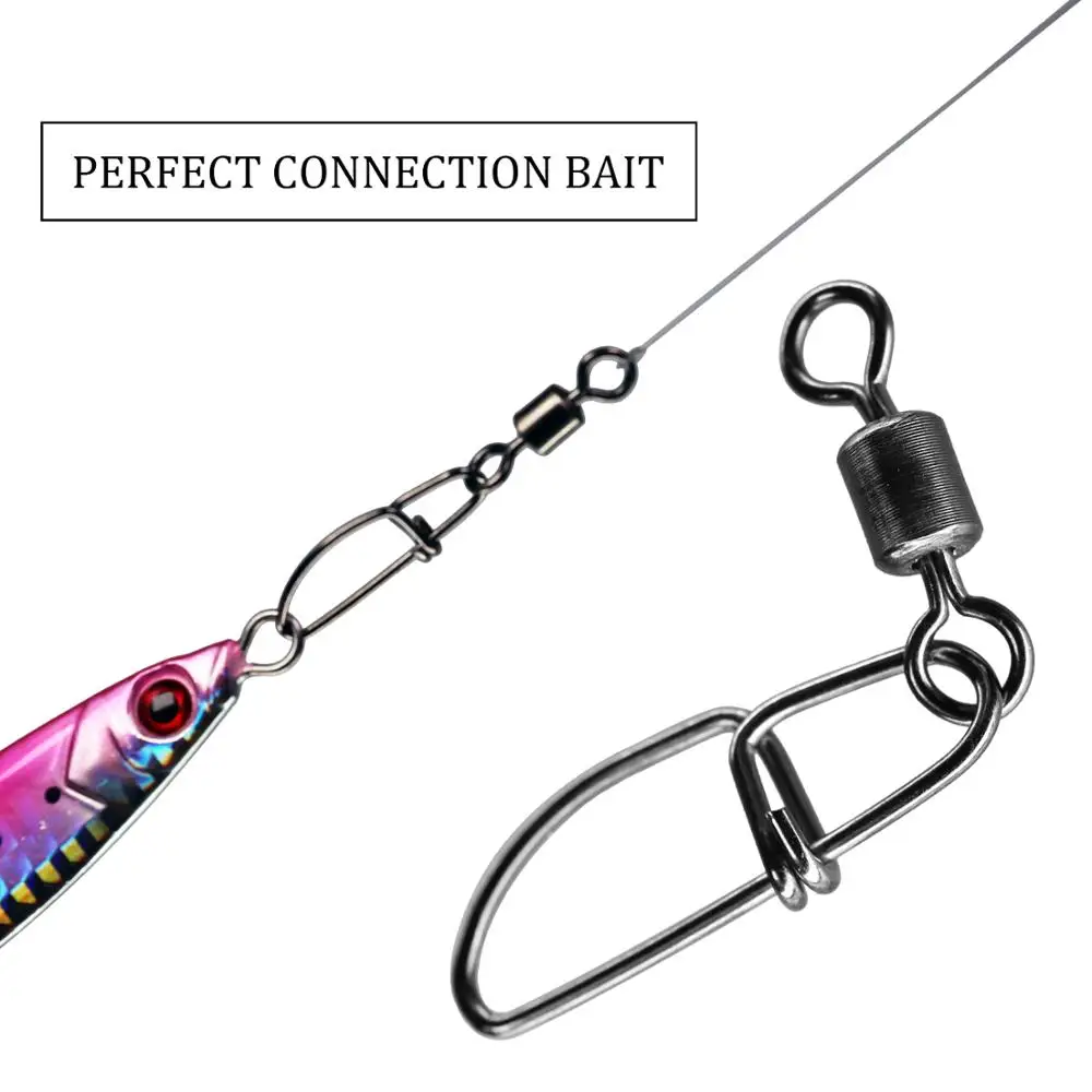 30 unids/lote # 1- # 8 giratorios de pesca de acero inoxidable, bloqueo cruzado, conector de señuelo para anzuelo, aparejos de pesca - imagen 5