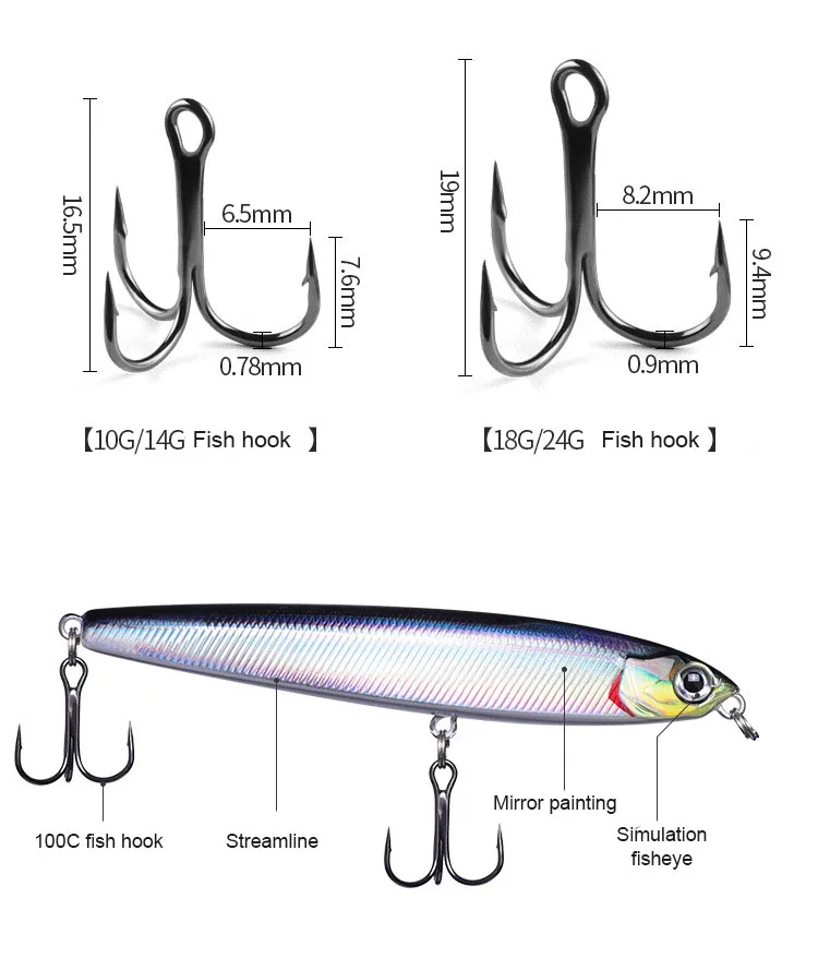 Señuelo de pesca que se hunde, cebo de pececillo, agua dulce y Marina, 2. ª generación, 1 unidad - imagen 5
