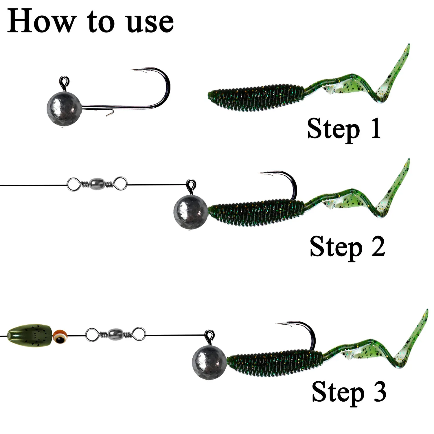 Anzuelo de pesca con cabeza plomada de 5 piezas/10 piezas, 3,5g, 5g, 7g, 10g, 14g, anzuelo con cabeza plomada de bola redonda, anzuelo sin tejer, accesorios de pesca de gusano suave - imagen 3