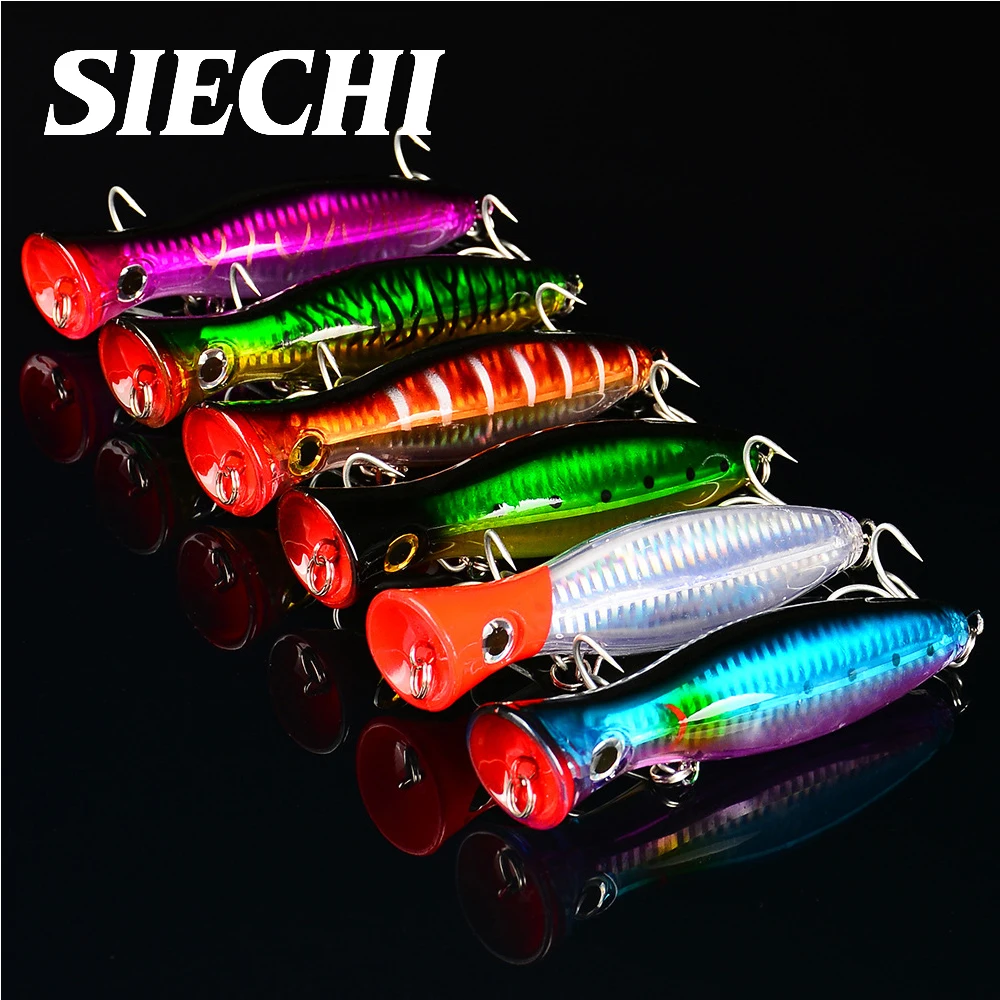 Señuelos de Pesca de 13cm/43g, cebo de Topwater Popper, cebo duro de 6 colores, Wobblers artificiales, aparejos de pesca de plástico con 2 ganchos # - imagen 5