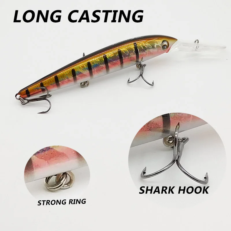 ESFISHING-señuelo duro para pesca, cebo Artificial Wobbler de 120mm y 16G para buceo de 0-3,5 m, pececillos largos, calidad Jerkbaits, el mejor anzuelo de pescado - imagen 2